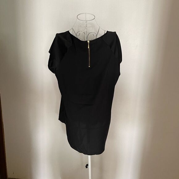 Express black back zip short sleeve top size large - Picture 3 of 11